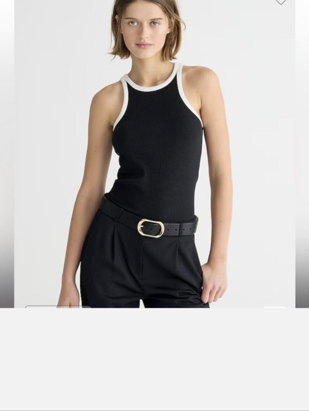JCrew Vintage rib high-neck cutaway tank top with contrast trim.New Without Tags